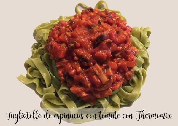 Spinat-Tagliatelle mit Tomate mit Thermomix