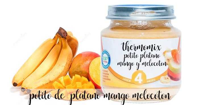 Bananen-, Mango- und Pfirsichglas für Babys mit Thermomix